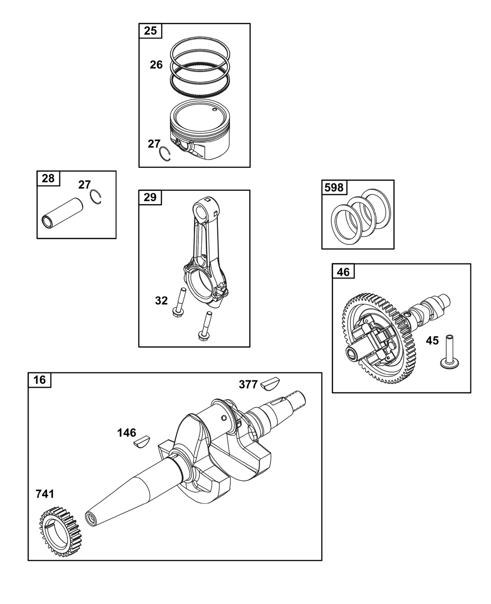Crankshaft Group Diagram and Parts List for 38E347-0020-G1 200000 - 399999 Briggs and Stratton Engine